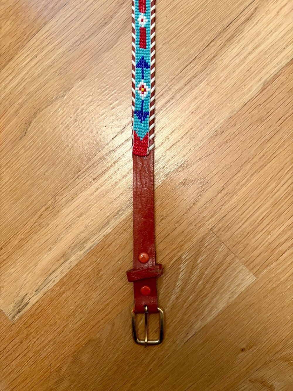 Beaded Leather Belt